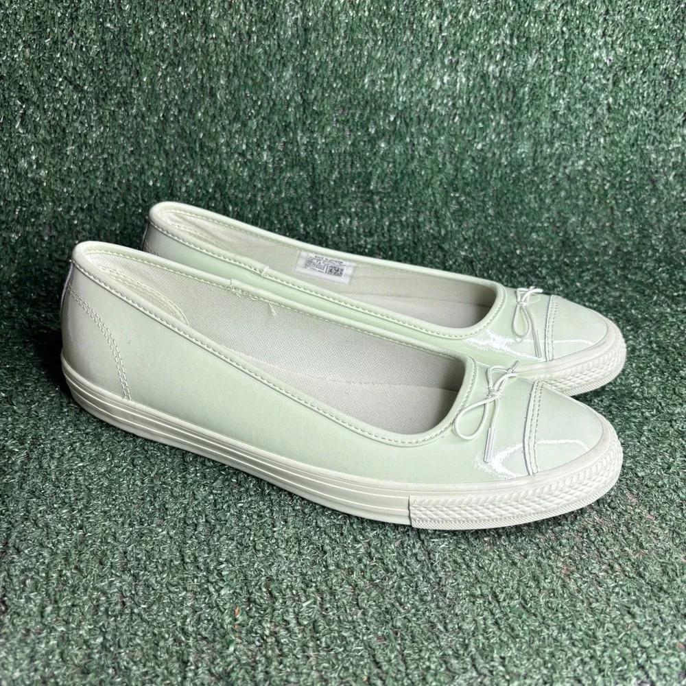 NEW Converse All Star Dainty Patent Leather Ballerina Flat Mint Green Womens 10